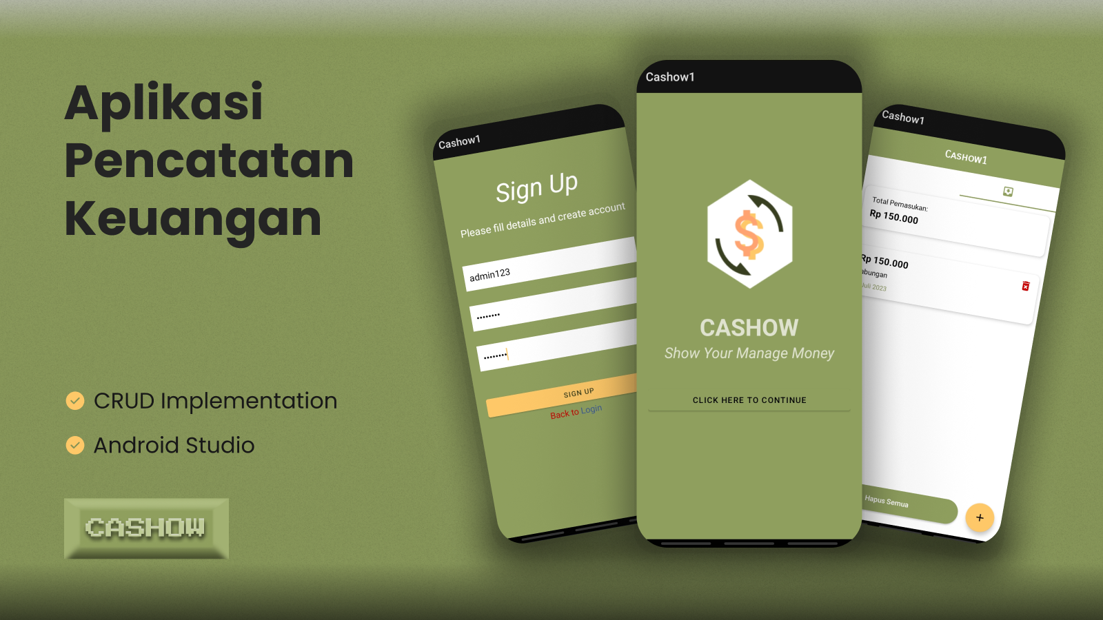 Ilustrasi project CASHOW: Aplikasi Mobile Pencatatan Keuangan