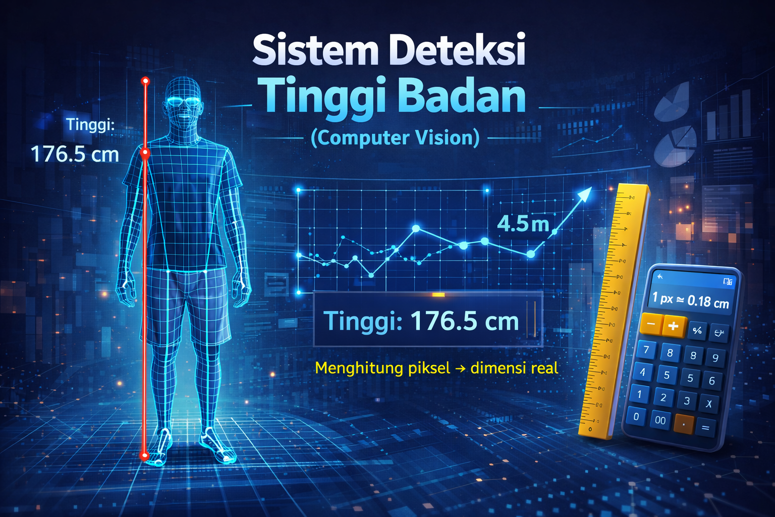 Ilustrasi project Sistem Deteksi Tinggi Badan (Computer Vision)